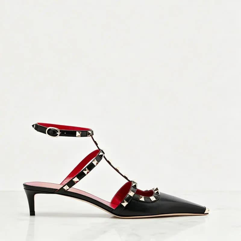 Sandali da donna con tacco basso e rivetti, punta quadrata, stiletto, per sfilate di moda e feste estive, sandali da donna con tacco alto 2026