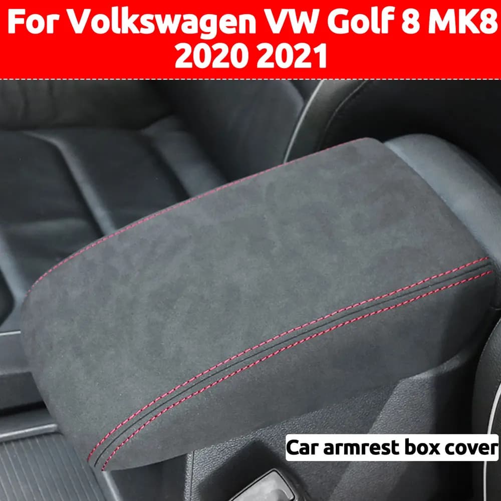 Customized Car Arm Cover Suede Leather for Volkswagen VW Golf 8 MK8 2020-2024 Central Control Arm Box Protective Cover