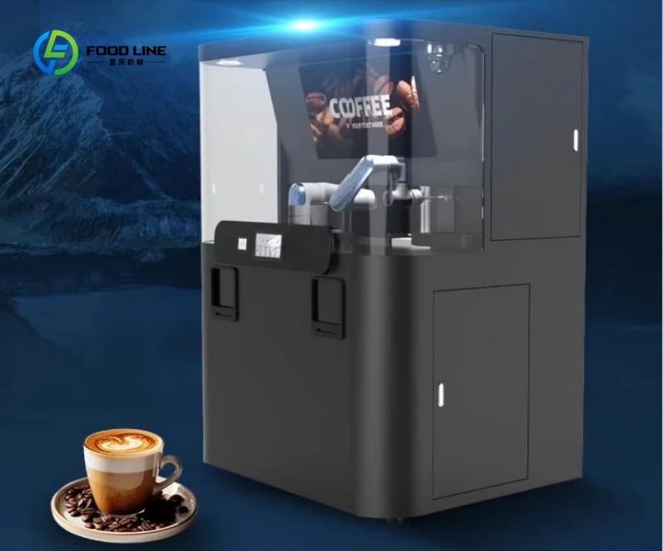Automatic Coffee Machine With Robot Arm Customized Non-pilot Touch Screen espresso machine SDK enabled DIY Printing Barista