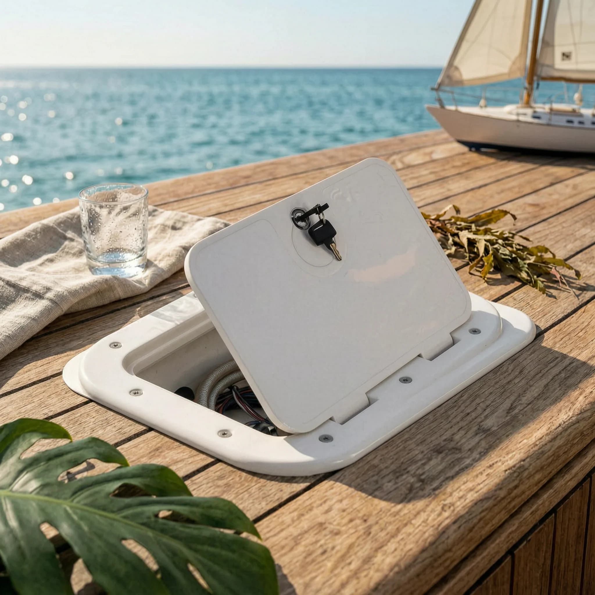Marine Inspection Hatch Easy Open Inspection Hatch with Hinged Lid Long-Lasting Slim-Profile for Yacht Builders, Boats, Yachts