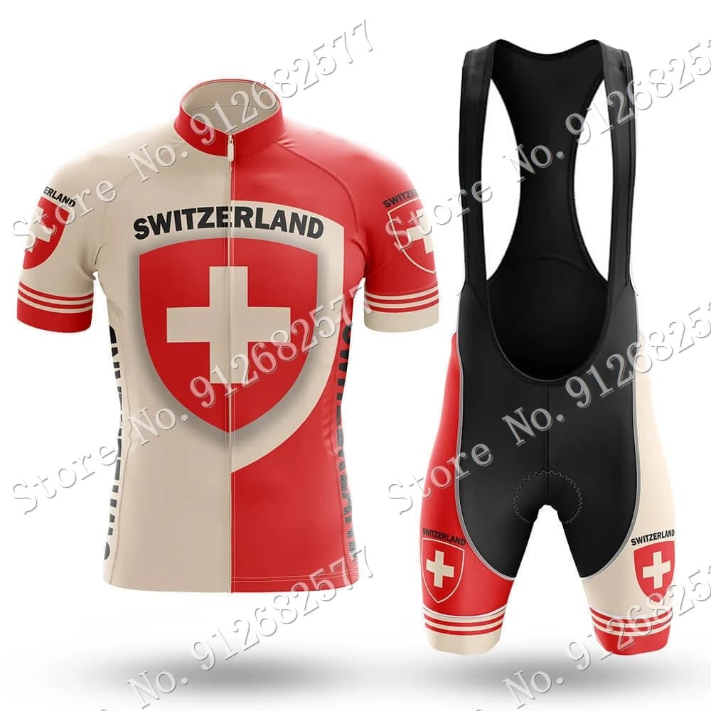 Cycling jersey Swiss flag 2022 Set clothing red national summer bike shirts complete road shorts with MTB Ropa straps