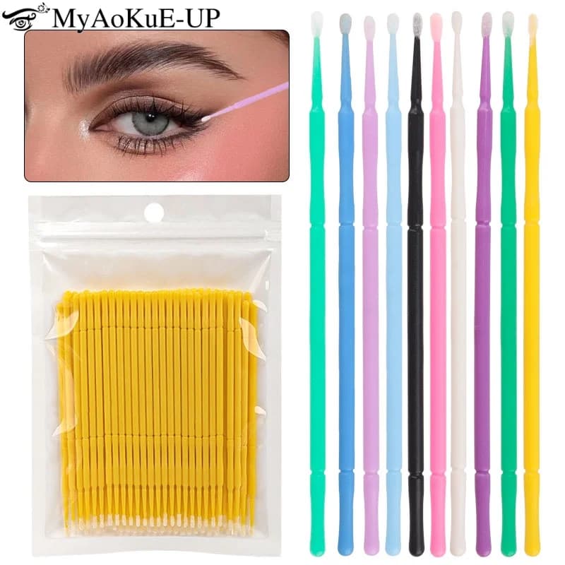 100 pcs Use And Drop Eyelashes Brush Clean Eyelash Extension Micro Eyebrow Brush Pettine Mascara Sticks Application Microbrush Makeup Tools