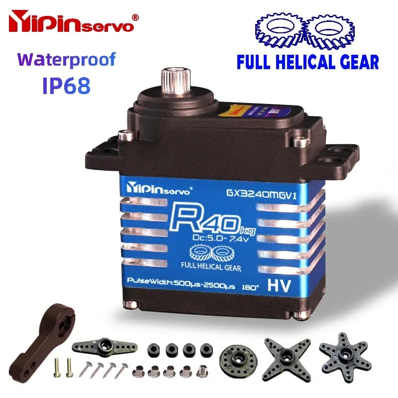 Servo RC impermeabile IP68 40kg Motore per servi digitali con ingranaggi elicoidali interamente in acciaio per accessori RC 1/8 1/10 Robot per auto telecomandate