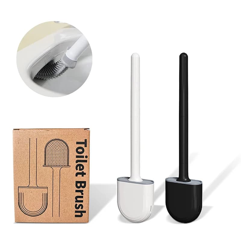 TPR scopino per wc in Silicone a prova di perdite d'acqua con Base a parete scopino per wc Cleaing Set di portaspazzole per il bagno