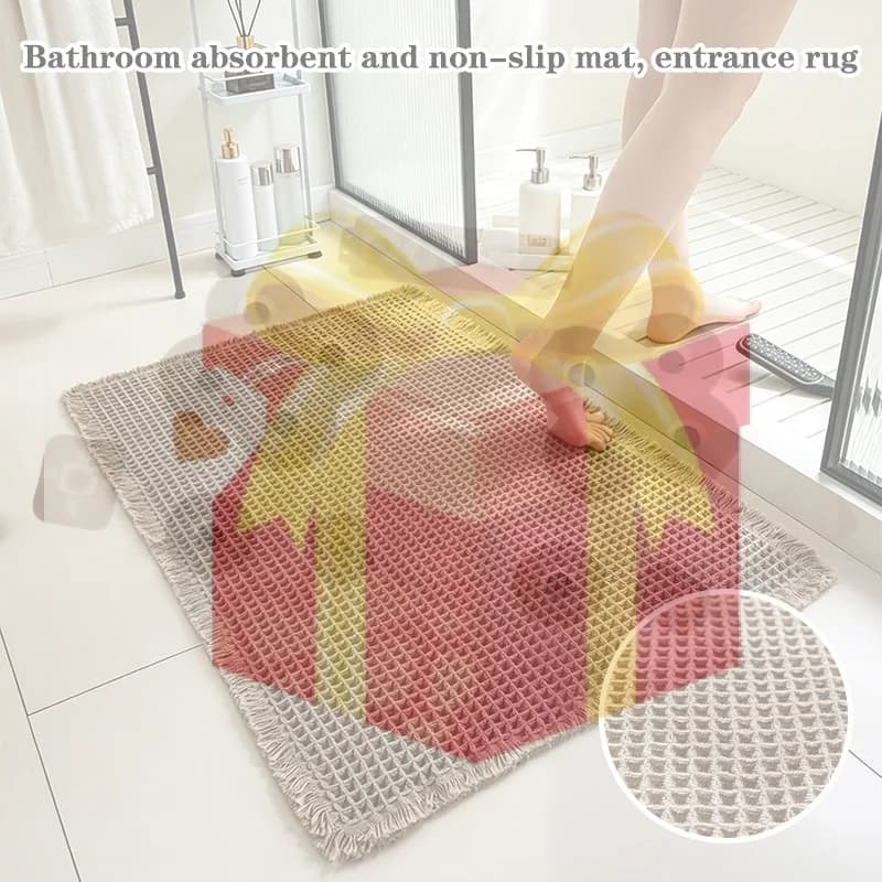 【HG】Tappetino da bagno Waffle, tappetino per l'ingresso del bagno, tappetino antiscivolo, tappetino per la camera da letto, tappetino assorbente per la casa, tappeto per WC