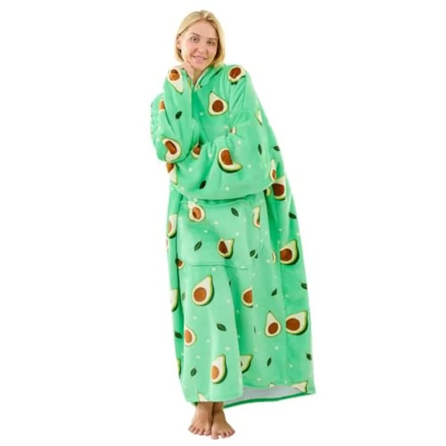 Moinlizy Wearable Blanket Hoodie, Long Thick Hooded Blanket Oversized for Adults Women Men with Pocket and Sleeves