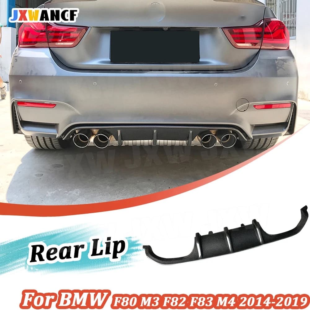 JXWANCF Spoiler per labbro diffusore paraurti posteriore in fibra di carbonio a secco per BMW Serie 3 F80 M3 4 Serises F82 F83 M4 2014-2019 Fibra di vetro