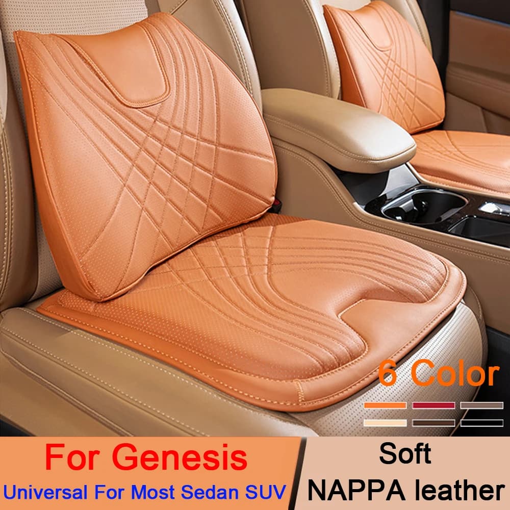 Cuscino per seggiolino auto in pelle NAPPA schienale del sedile supporto per la vita cuscini lombari per Genesis GV60 GV70 GV80 G70 G80 G90