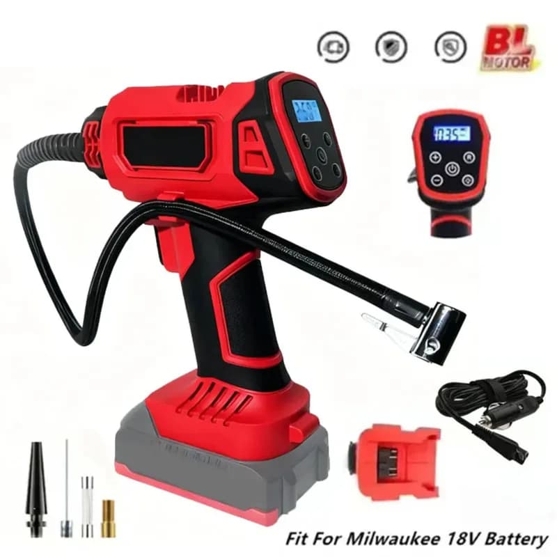 Misura per Milwaukee 18V Batteria Pompa di Aria Elettrica Cordless Auto Pneumatico Gonfiatore Automatico Compressore D'aria Palmare Utensili Elettrici