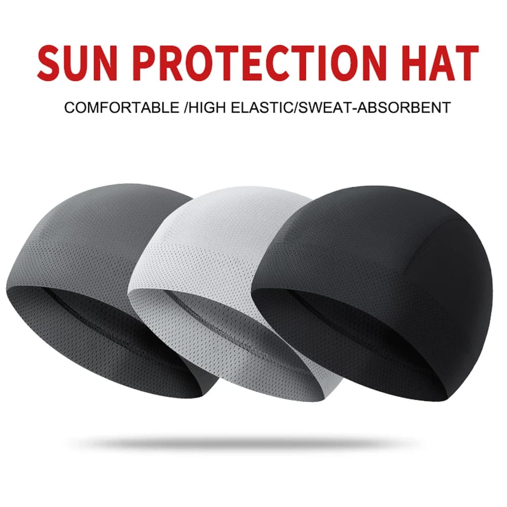 Cappello da ciclismo per sport all'aria aperta Berretto piccolo ad asciugatura rapida Cappello da moto in seta di ghiaccio traspirante Cappello da fodera per casco da bici Copricapo da corsa