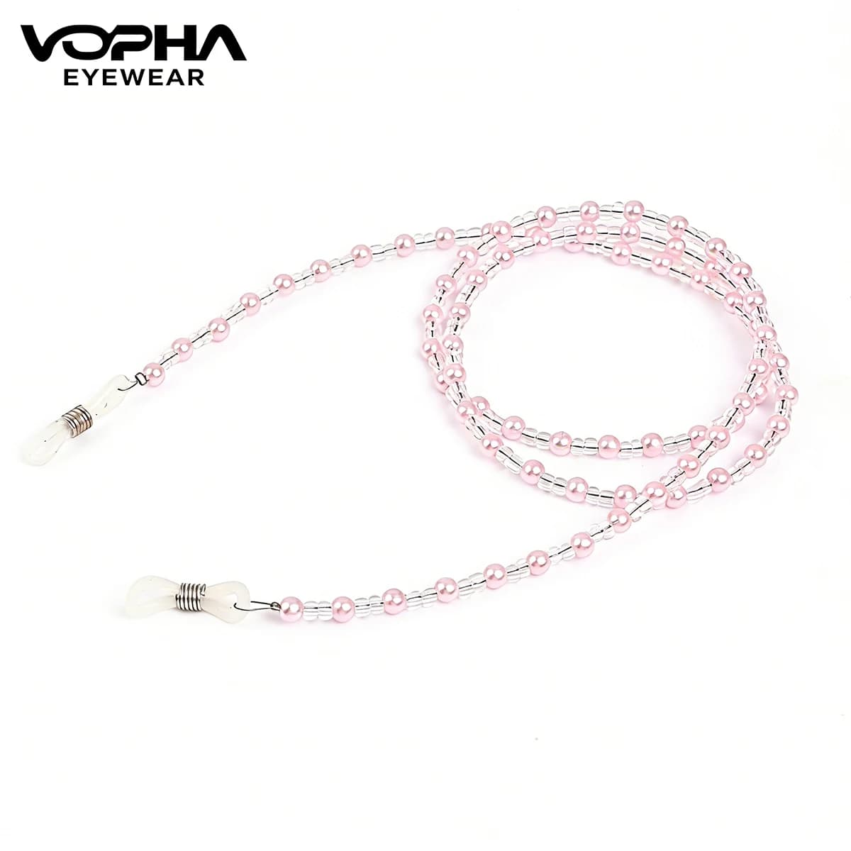 Collana con catena per occhiali con perline rosa, elegante cordino per occhiali e maschere da donna, per l'uso quotidiano e i viaggi PS07