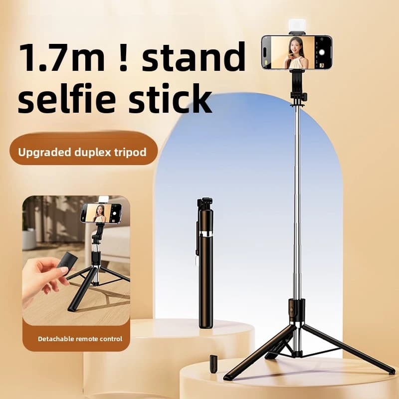 Bastone Selfie Estensibile 1M con Treppiede, Telecomando Bluetooth e Luce LED Integrata, Supporto per Telefono Tutto-in-Uno per Fotografia e Vlogging