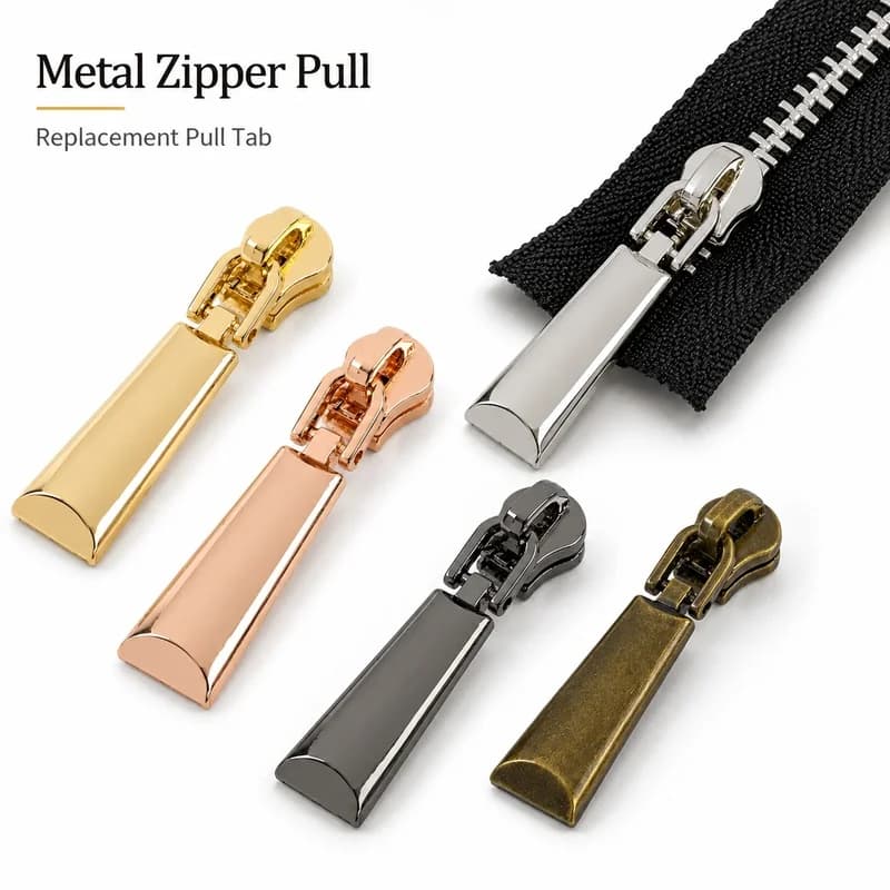 5-50Pcs 5# Metal/Nylon Zipper Slider 49mm Long Puller for Bags Closure Repair Pocket Garment Head Replacement Sewing Accessory