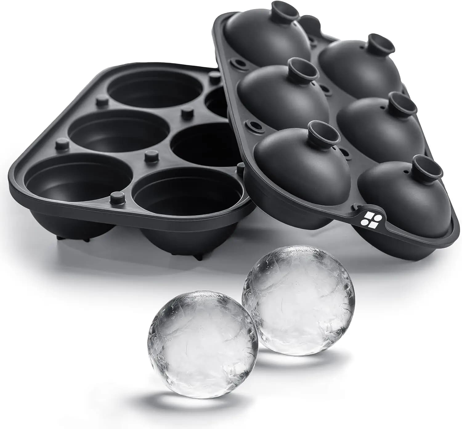 Stampo Grande in Silicone per Cubetti e Sfere di Ghiaccio con Imbuto Facile da Riempire, Rotondo e Quadrato da 2 Pollici per Whisky e Cocktail