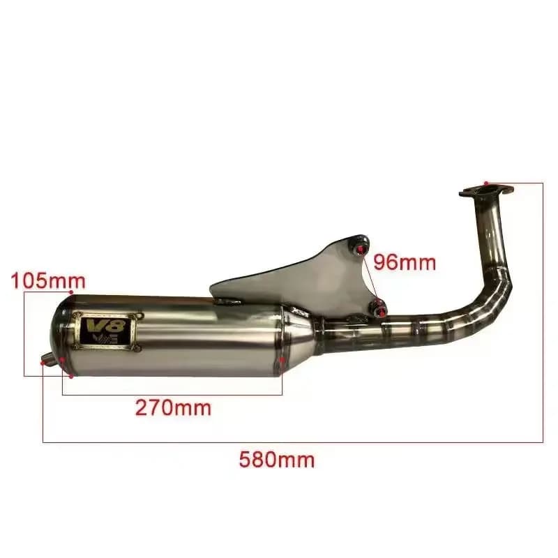 V8 sistema di scarico completo da corsa modificato per yamaha bws100 4vp scarico 100-125cc 4vp Scooter 100cc 125cc