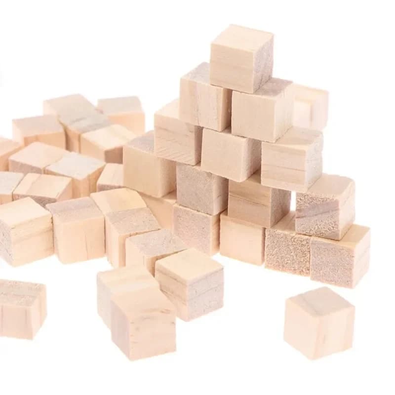 Blocchi di Legno Quadrati Non Finiti da 20mm, Cubi in Legno Massiccio, 20 Pezzi, Materiale per Creazioni Fai-da-Te e Puzzle Educativi per Bambini