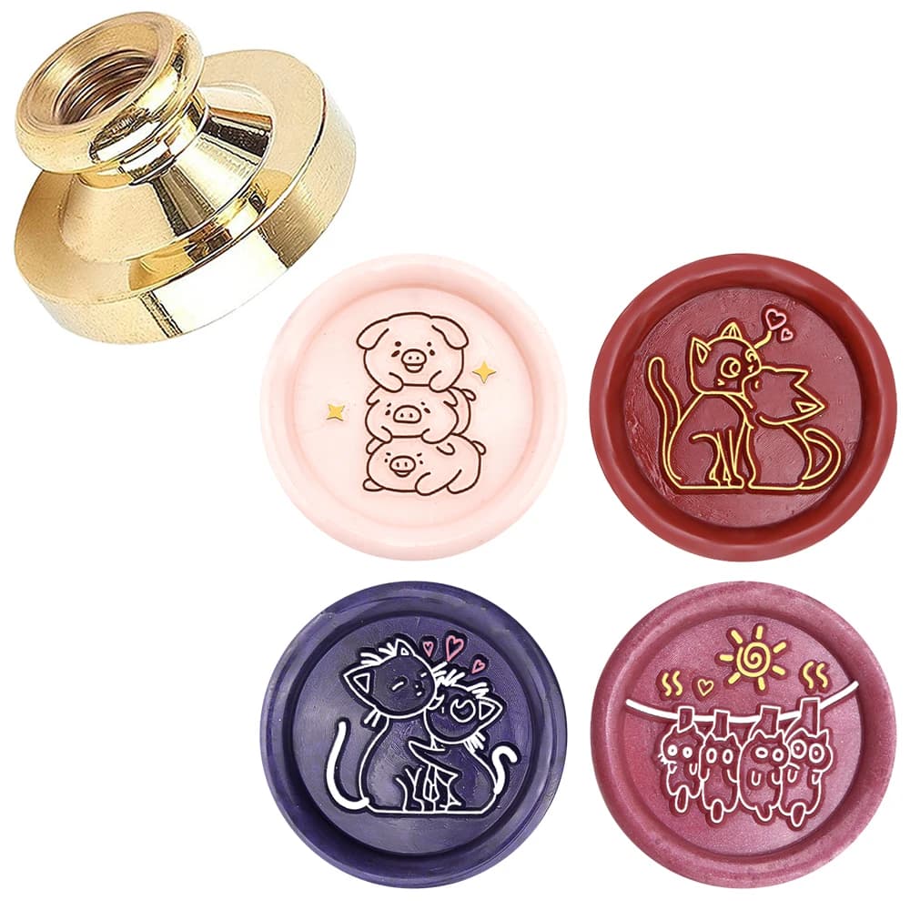 Maiale Gatto Gufo Fascio Sigillo di cera Timbro 25mm Rotondo Sigillante Cera Stamper per Fai da Te Scrapbooking Carta Decorazione Artigianato Creazione