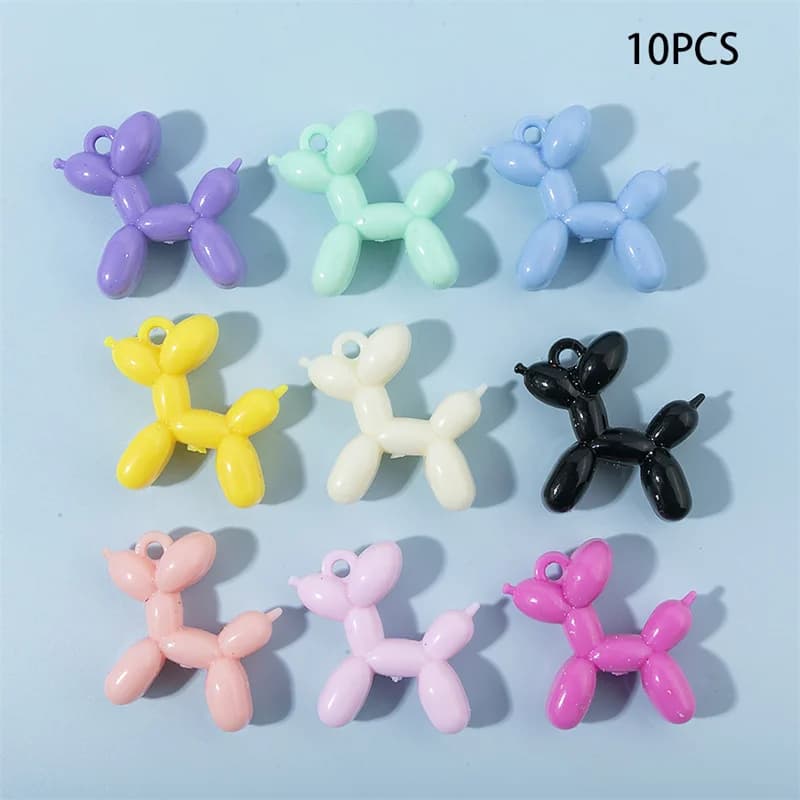 New 10pcs Cute Big Balloon Dog Charms Colorful Animals Resin Pendant for Jewelry Making Diy Earring Accessories Findings Gifts