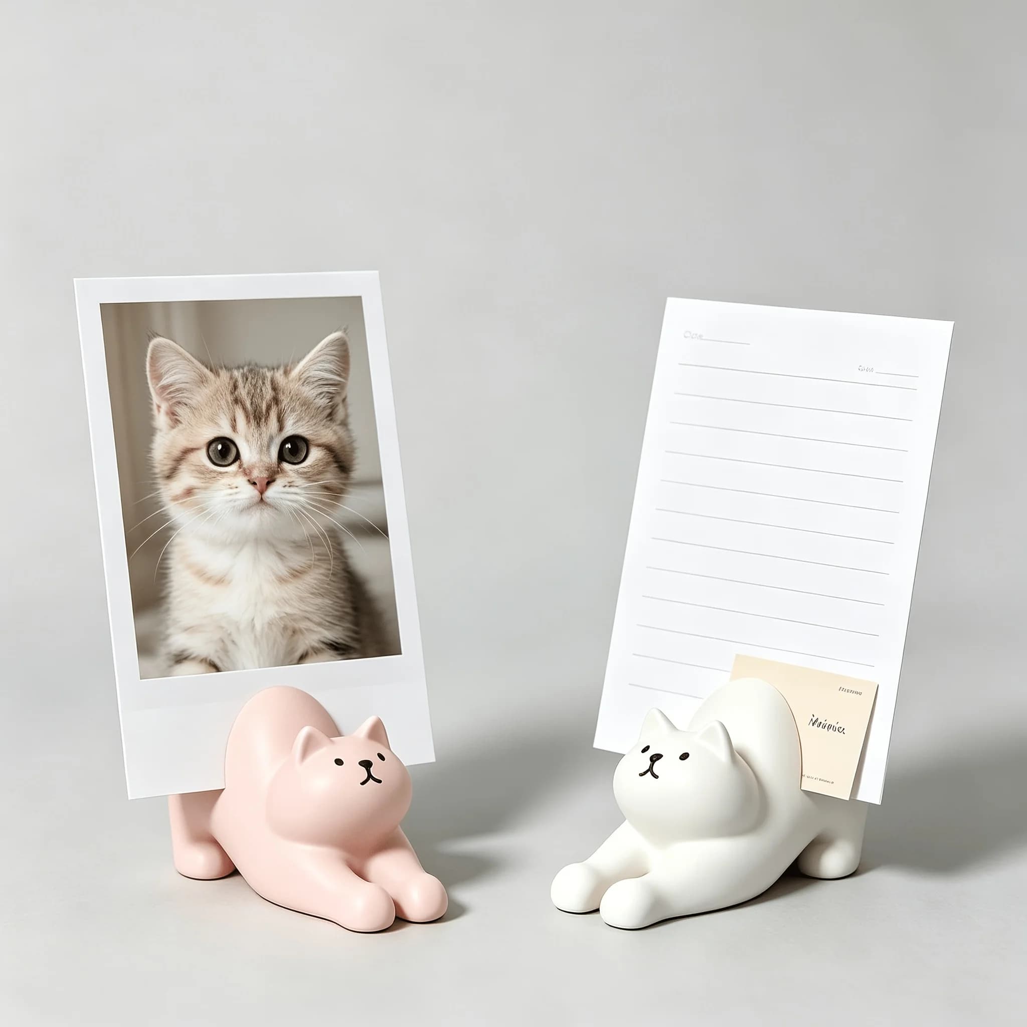Multifunctional Cute Cat Sticky Note Holders Lazy Cat Shape Desktop Business Card Stands 3D Printed Cat Desktop Ornaments