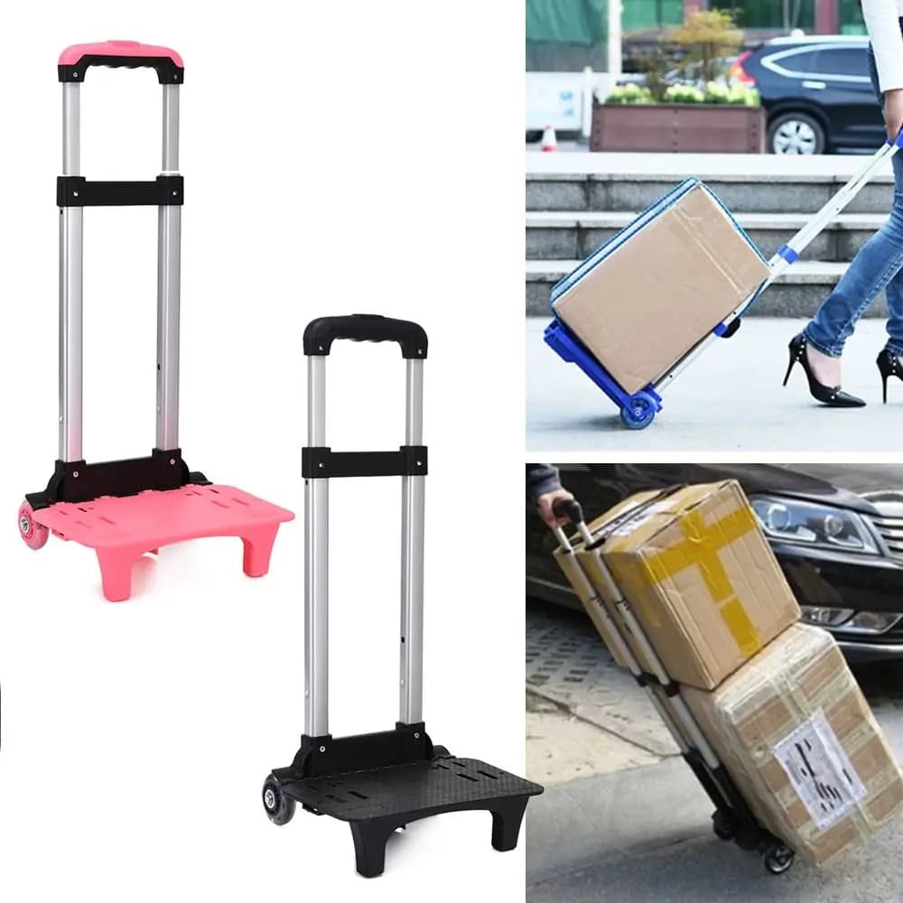 Nuovo carrello pieghevole a 2 ruote con asta di impulso, carrello durevole, carrello a mano pieghevole in lega di alluminio per zaino per studenti, bagagli per animali domestici da viaggio