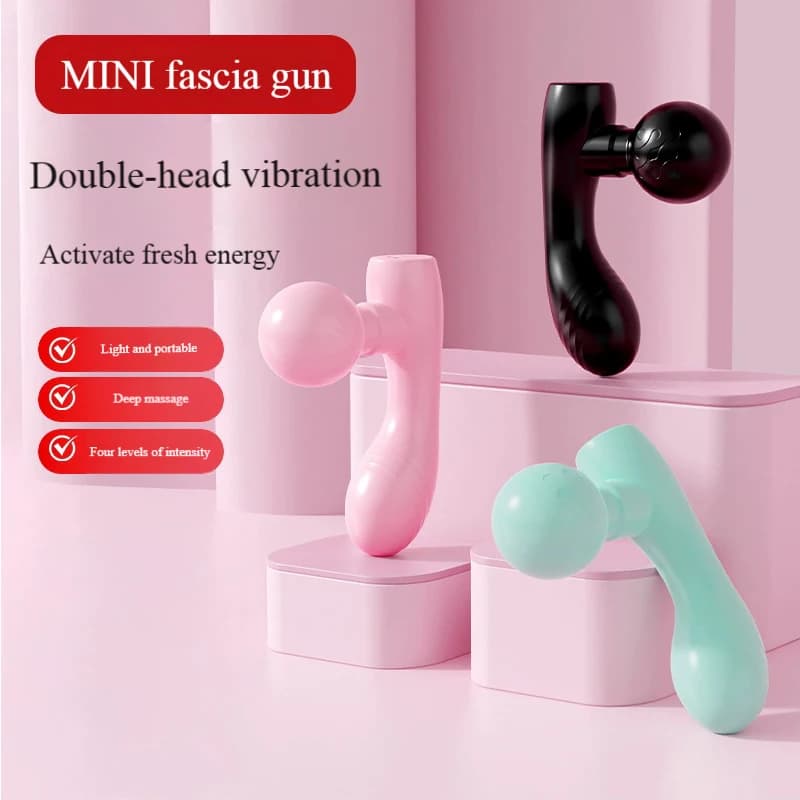 Mini Pistola Massaggiante a Doppia Testa, Massaggiatore Muscolare Elettrico Portatile per Recupero e Sollievo dal Dolore, Multifunzionale