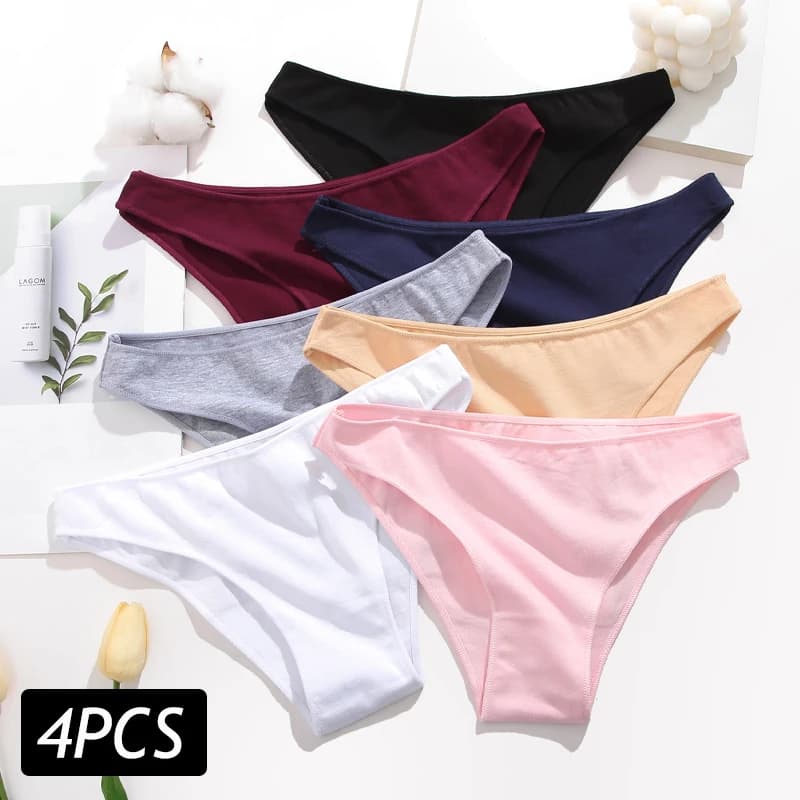 4 pezzi mutandine di cotone senza cuciture da donna slip sexy a vita bassa tinta unita biancheria intima morbida di base femminile biancheria intima traspirante