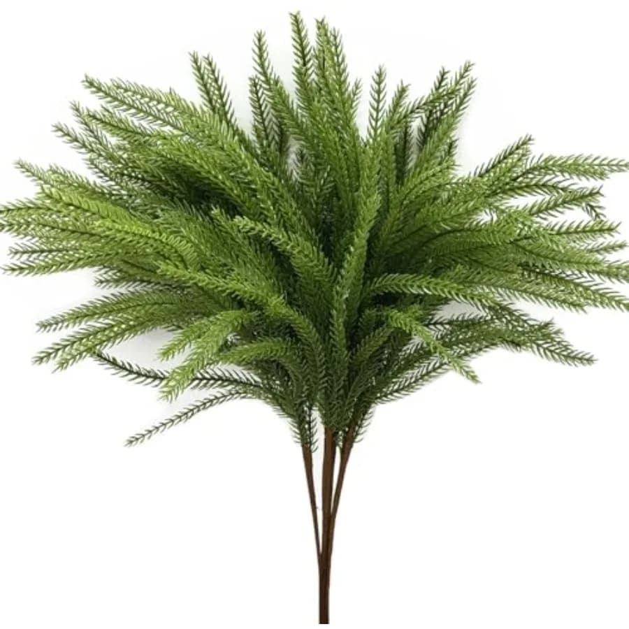 Artificial es Fake Greenery Realistic Plant Stems 18 Inch, Faux Pine Picks Real Touch Plastic Shrubs for Home Decor Vase Filler