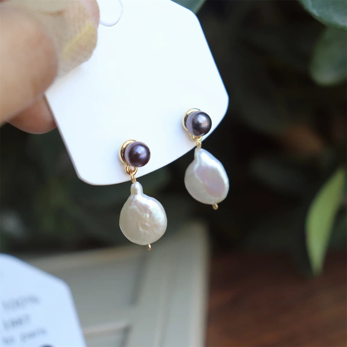 Orecchini di perle pendenti con doppia perla naturale autentica del Mare del Sud da donna, tendenza da sposa, bianco e nero