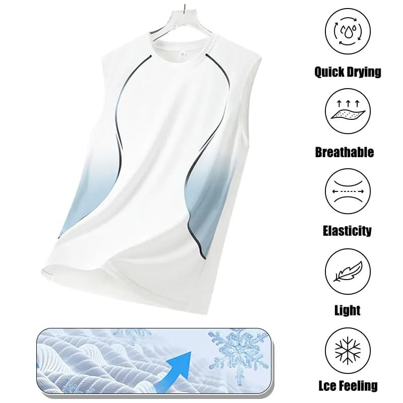 Canotta Sportiva da Uomo Leggera Senza Maniche con Collo Rotondo, T-Shirt Estiva per Corsa e Palestra, Asciugatura Rapida, Abbigliamento Sportivo, Top per Allenamento