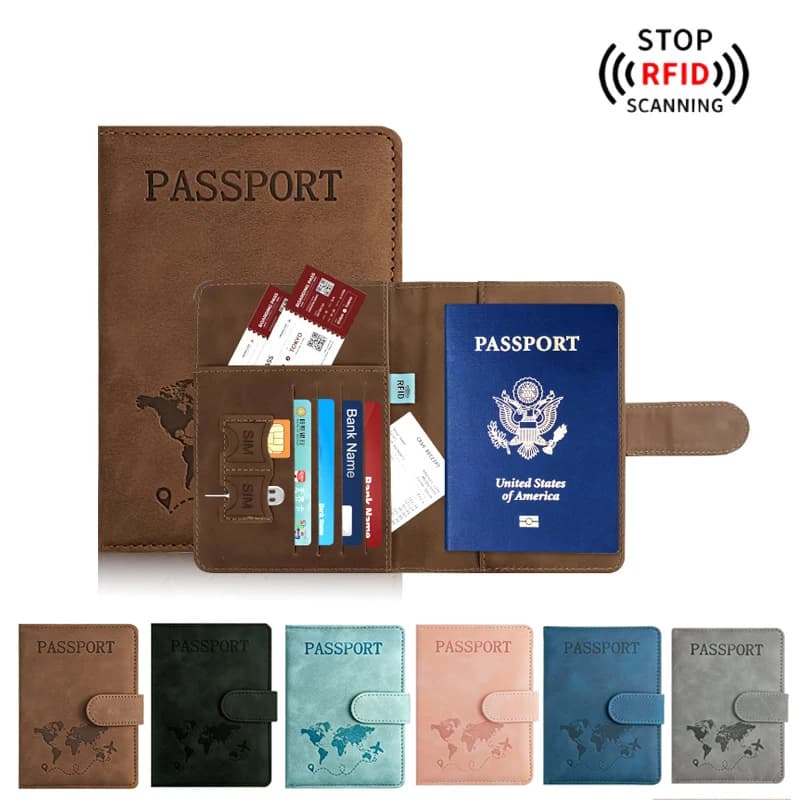 Porta passaporto da donna/uomo per gli elementi essenziali da viaggio Custodia a portafoglio per passaporto in pelle PU per borsa organizer per carte credi