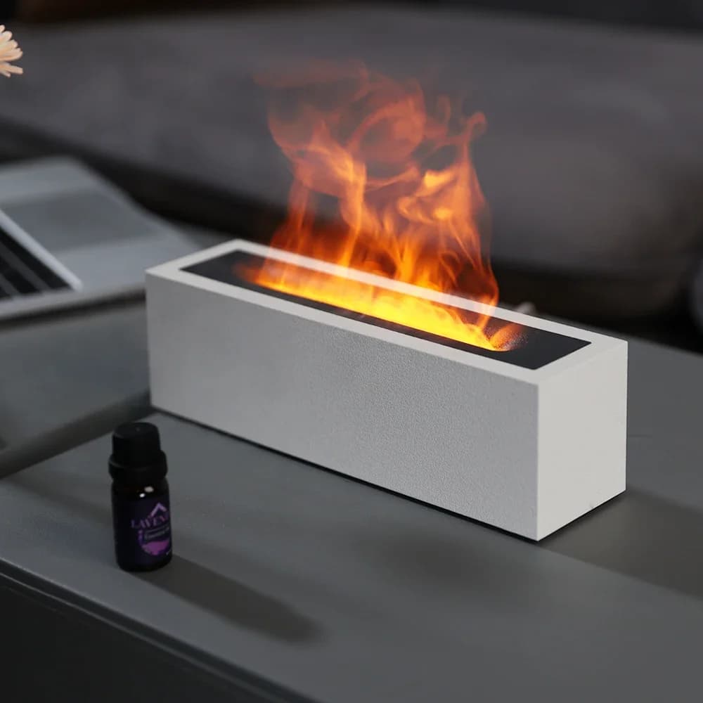 Luce Notturna con Effetto Fiamma, Umidificatore d'Aria e Diffusore di Aromi
