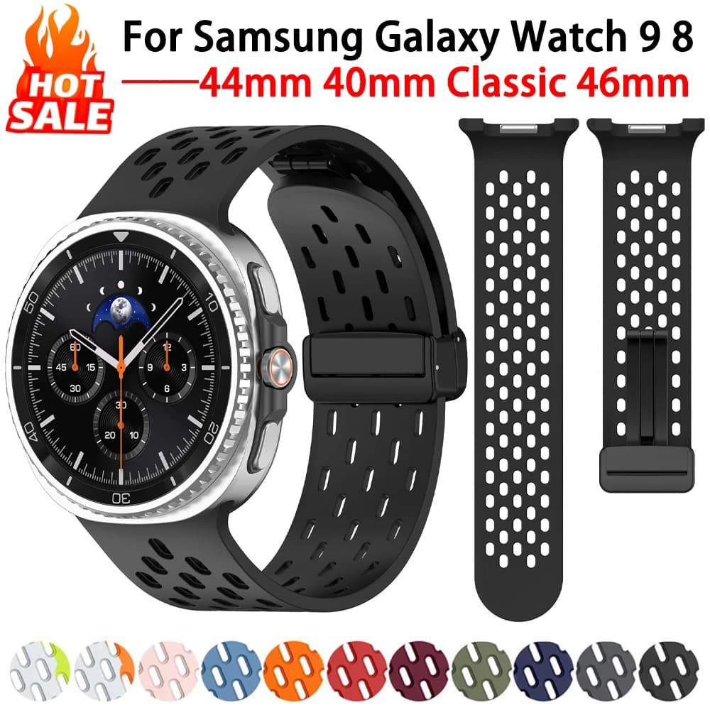Magnetic Band For Samsung Galaxy Watch 8 Classic 46mm Silicone Sport Breathable Correa Bracelet Galaxy Watch 9 8 44mm 40mm Strap