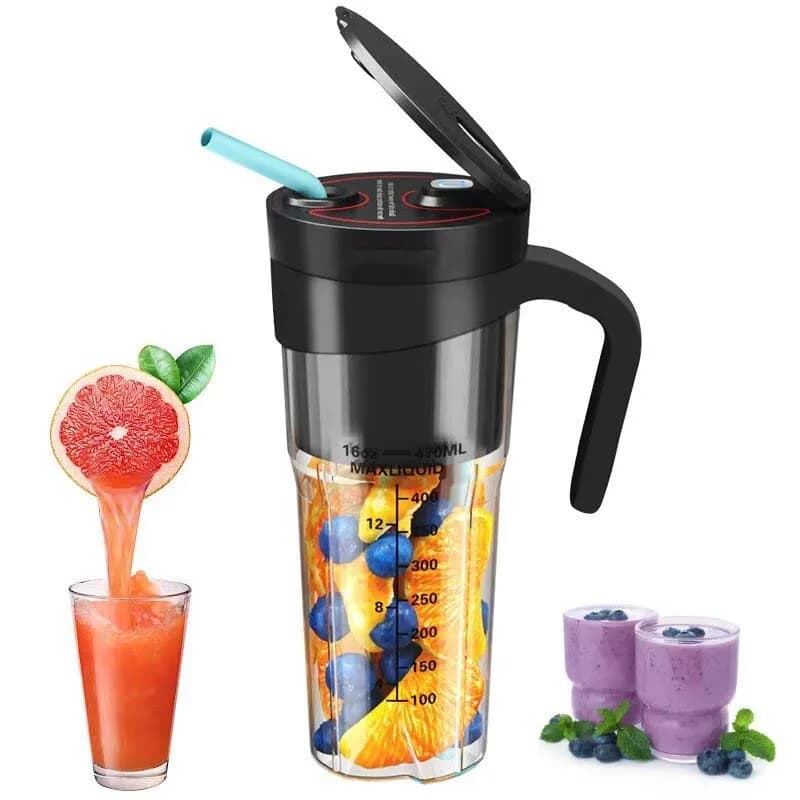 New Style Portable Blender Cup Bottle Usb Rechargeable 6 Blades Fruit Mixer Mini Hand Juicer Blender Smoothie With Straw