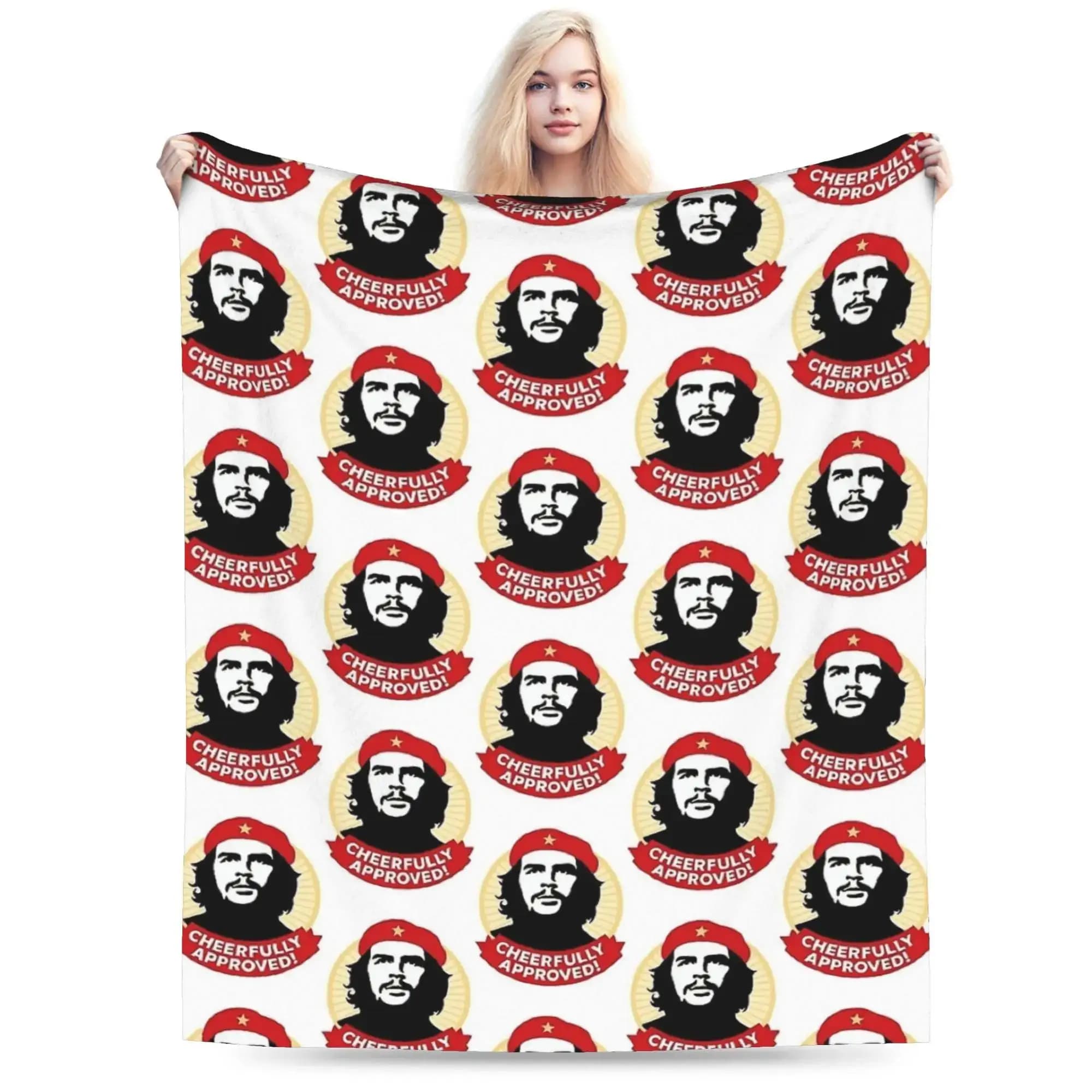 Coperta in peluche calda con stampa di Che Guevara Leader Activist per ragazze e ragazzi, copriletto in flanella per divano e letto