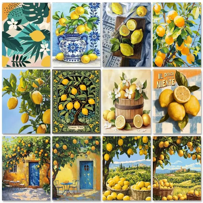 GATYZTORY fai da te colorazione per numero kit limone pittura per numero disegno moderno su tela arte dipinta a mano per soggiorno Gif da parete