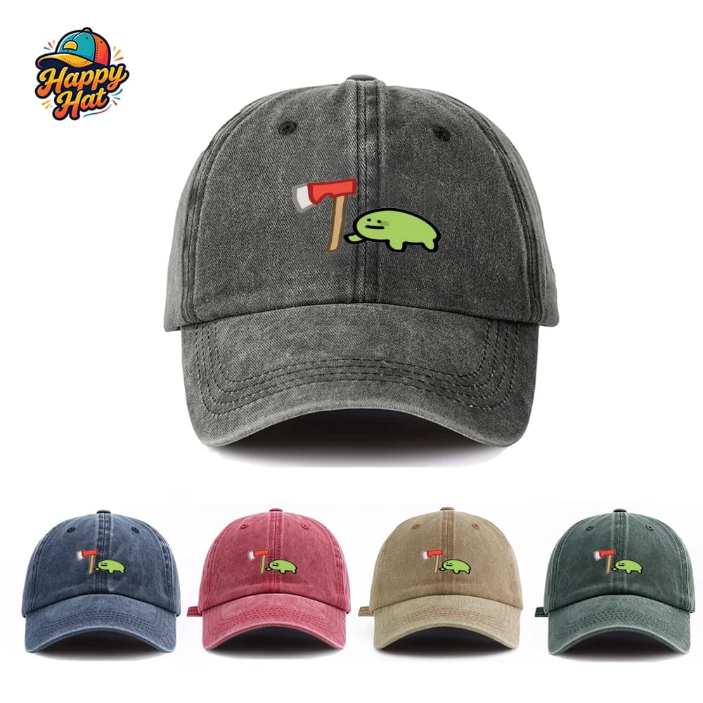 Cute Green Monster Axe Print Women Casual Baseball Cap, Street Style Hat For Summer Beach Trip Daily Sports