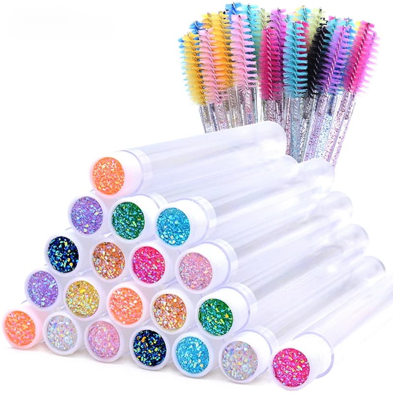 20 pieces brush for eyelashes with 20 pieces containers for dust pipes reusable rods for mascara for eyelashes tools for make-up replaceable