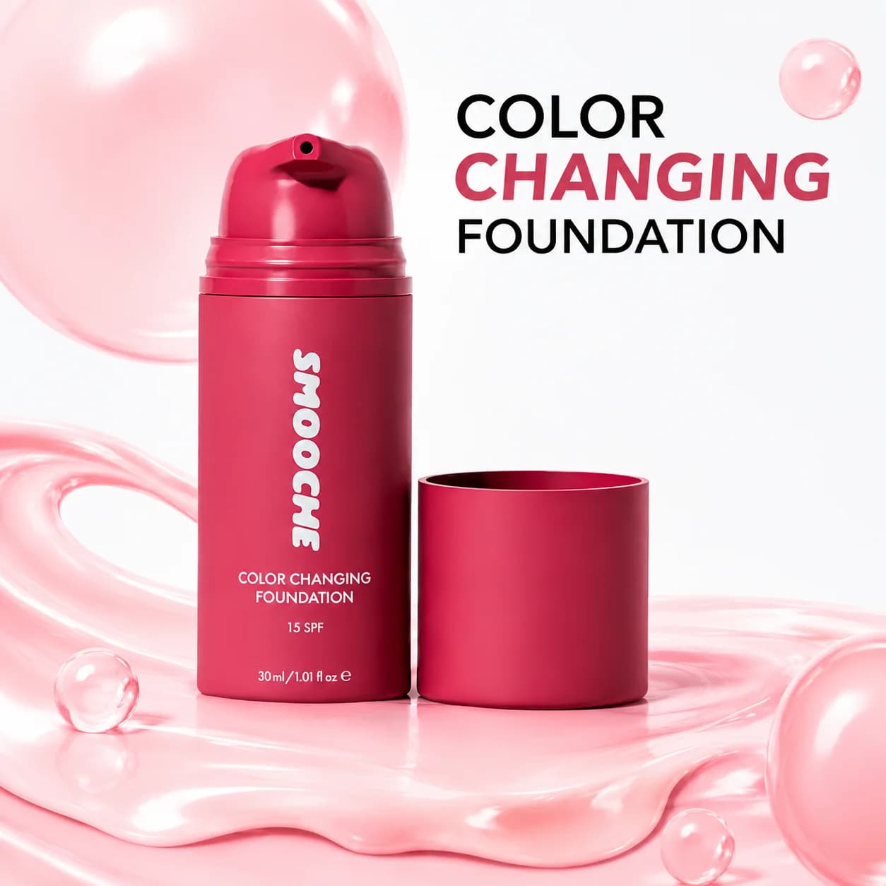 SMOOCHE Color Changing Liquid Foundation Natural Fit Hydrating Oil Control All Day Wear Portable Face Makeup Primer Cosmetic