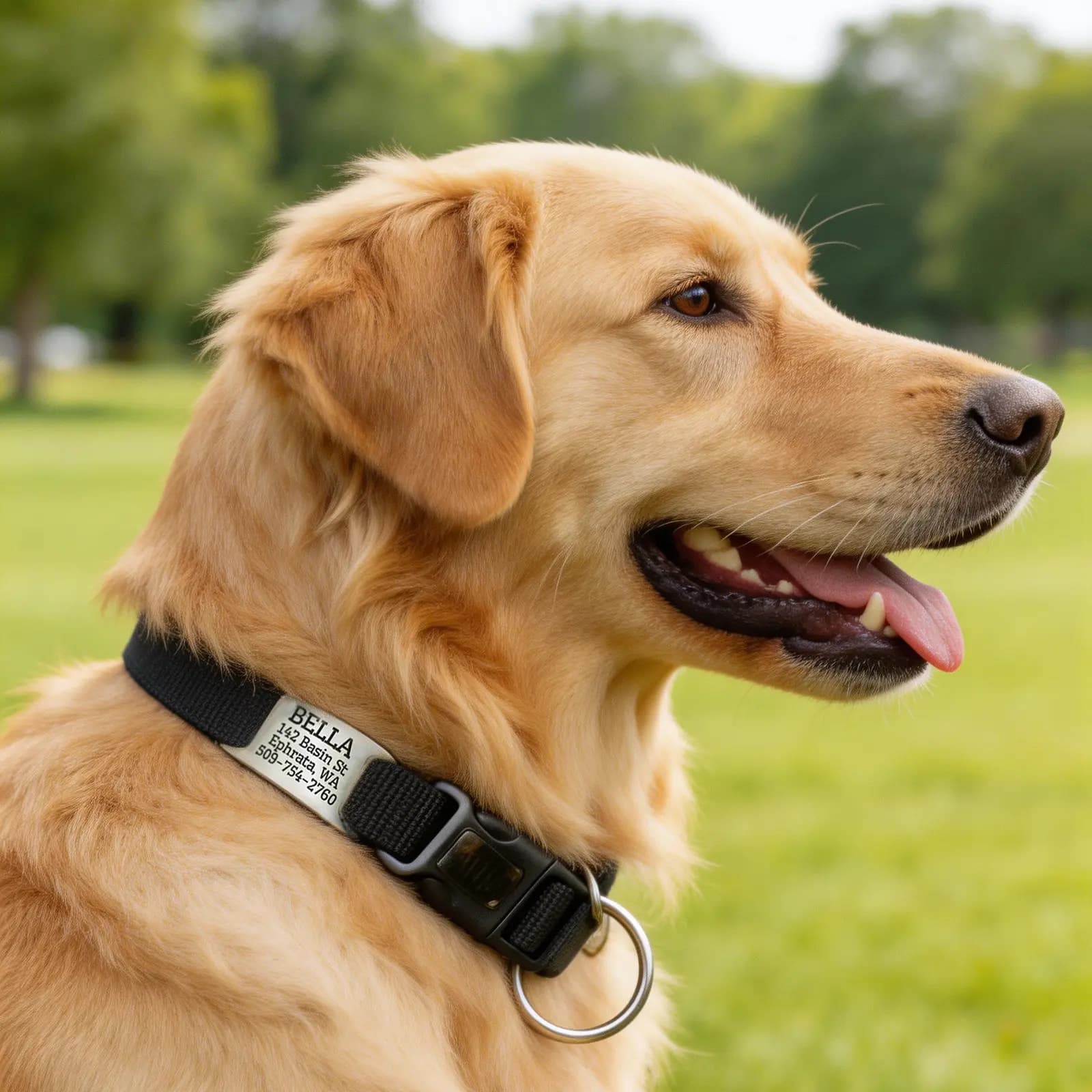 Vnox Targhetta per Collare Personalizzabile con Incisione Gratuita, Superficie Curva, in Acciaio Inossidabile Nero, Oro, Argento, per Cani e Gatti, Taglie XS-L