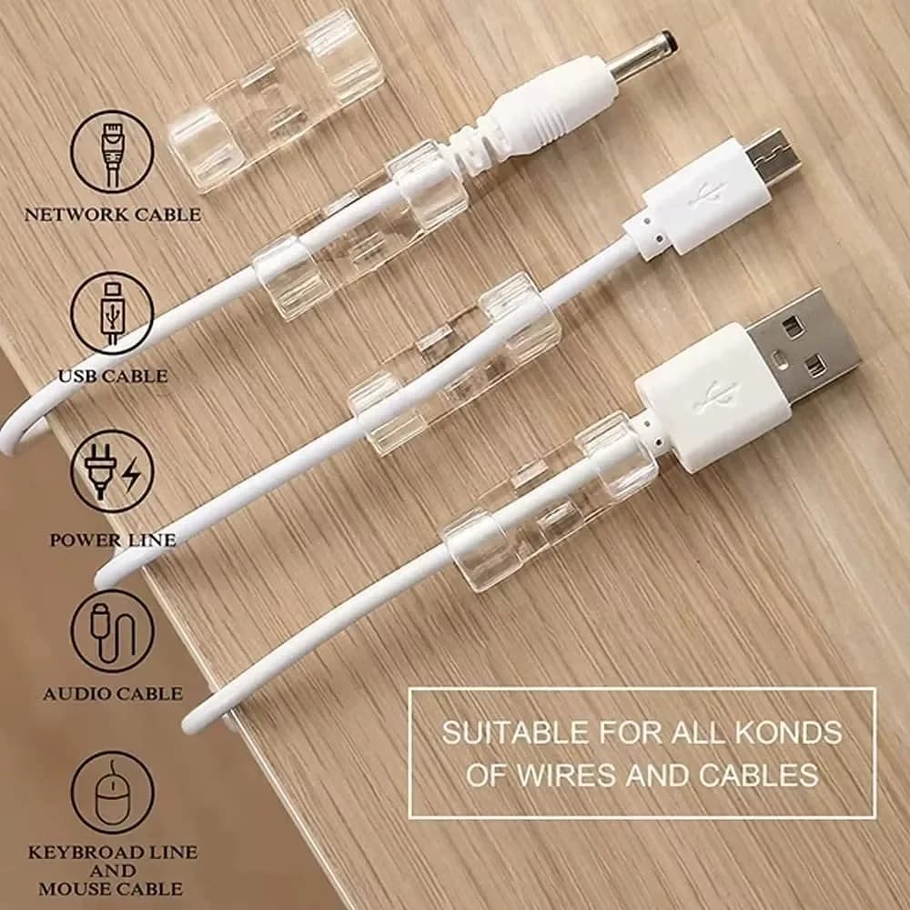 20/40/60 PCS Clip per la gestione dei cavi Supporto per cavi montabile a parete Cavo dati di ricarica USB Organizzatore Ganci avvolgitore