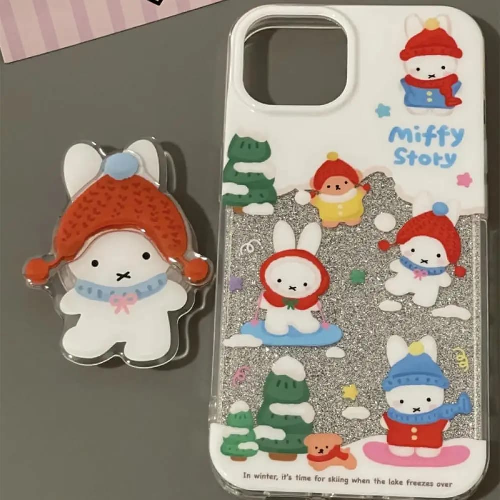 Miffy Christmas Mobile Phone Protective Case Cute Anime Cartoon Creative Simple Anti Slip and Anti Fall Cute Iphone Case Gift