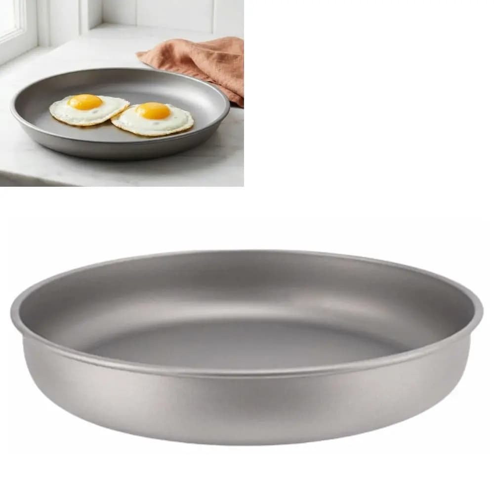 Padella in Titanio Durevole da 1000ML/1500ML, Piatto in Titanio Riutilizzabile e Impilabile, Contenitore Portatile Rotondo per Alimenti, Ideale per Escursionismo e Backpacking