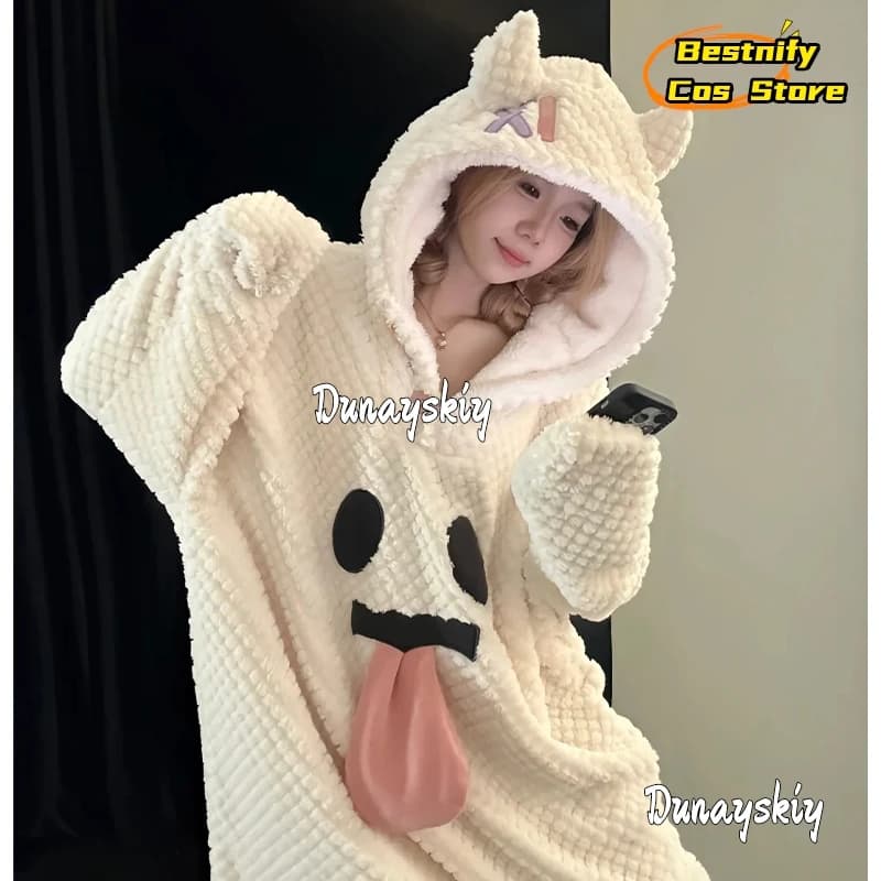 CR6.24*Cute Funny Little Ghost Cosplay Kawaii Funny Cartoon Ghost Long Dress Jumpsuit Pajamas Homework Winter HousecoatHalloween