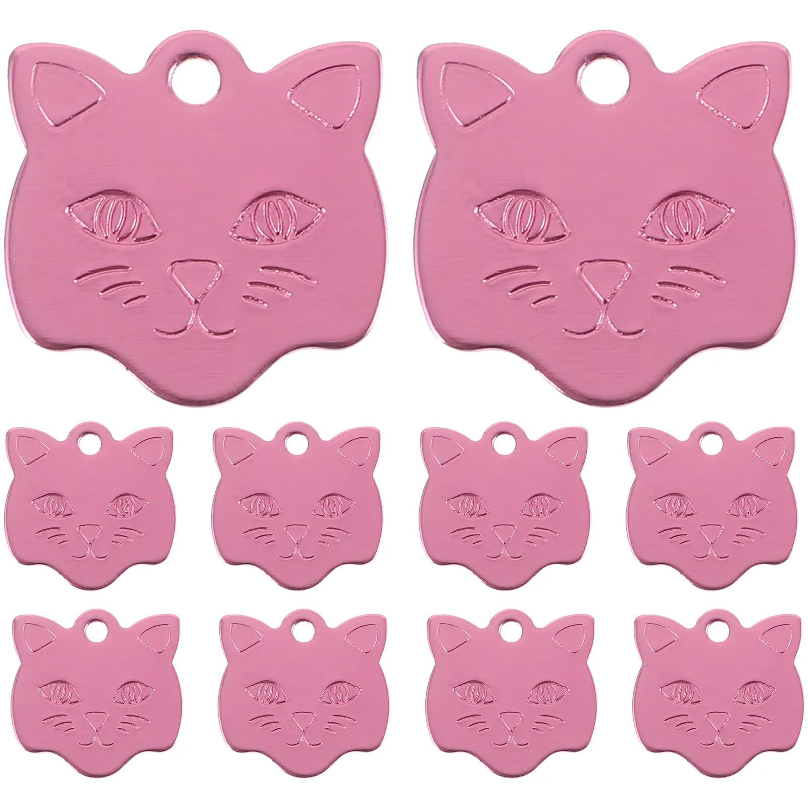 10 Pezzi Eleganti Targhette Identificative per Cani in Lega di Alluminio con Design a Testa di Gatto, Robuste e Difficili da Deformare, Accessori per Collari in Metallo