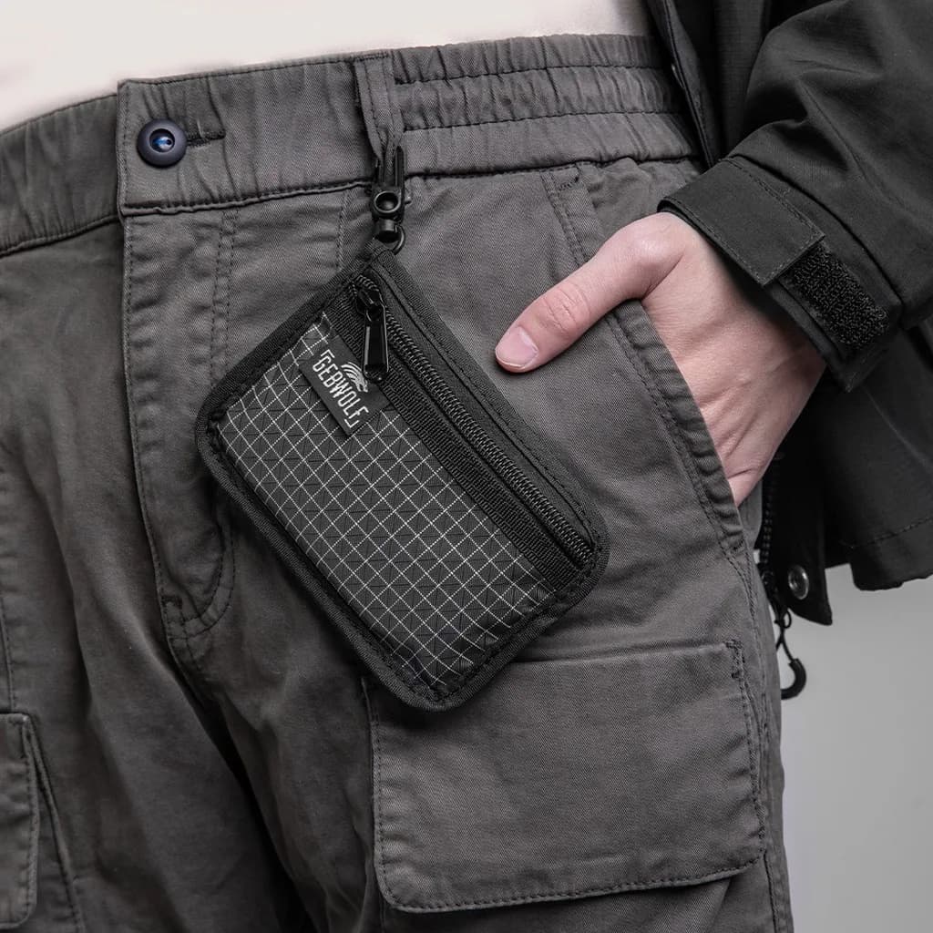 Rfid Blocking Oxford Fabric Slim Card Holder Men Multi-functional Coin Pouch With Belt Clip Lightweight Portable for Travel