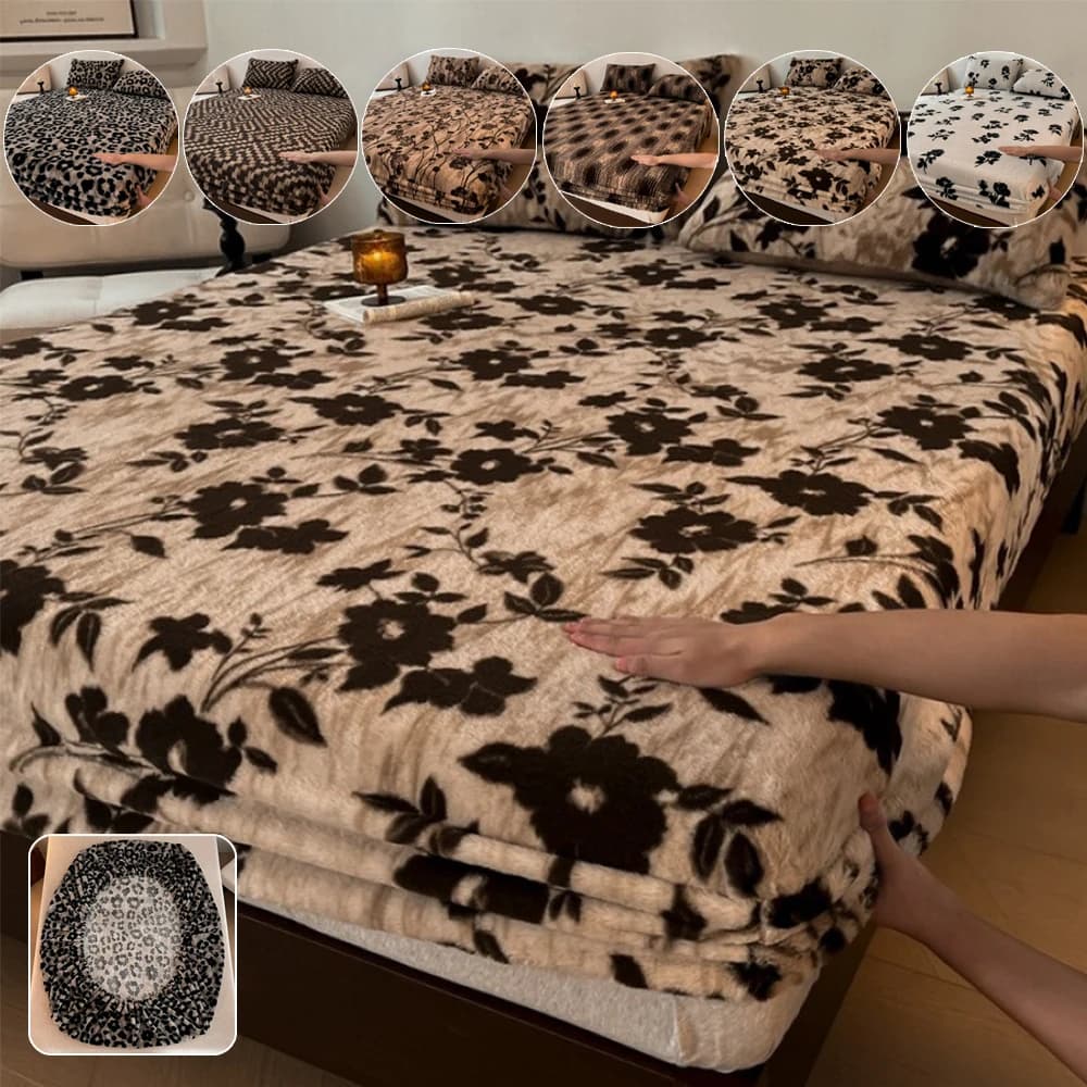 1PC Lenzuolo con angoli con stampa leopardata Coprimaterasso in peluche caldo elastico Lenzuolo a 360 bande per letto singolo matrimoniale King Queen Drap Housse