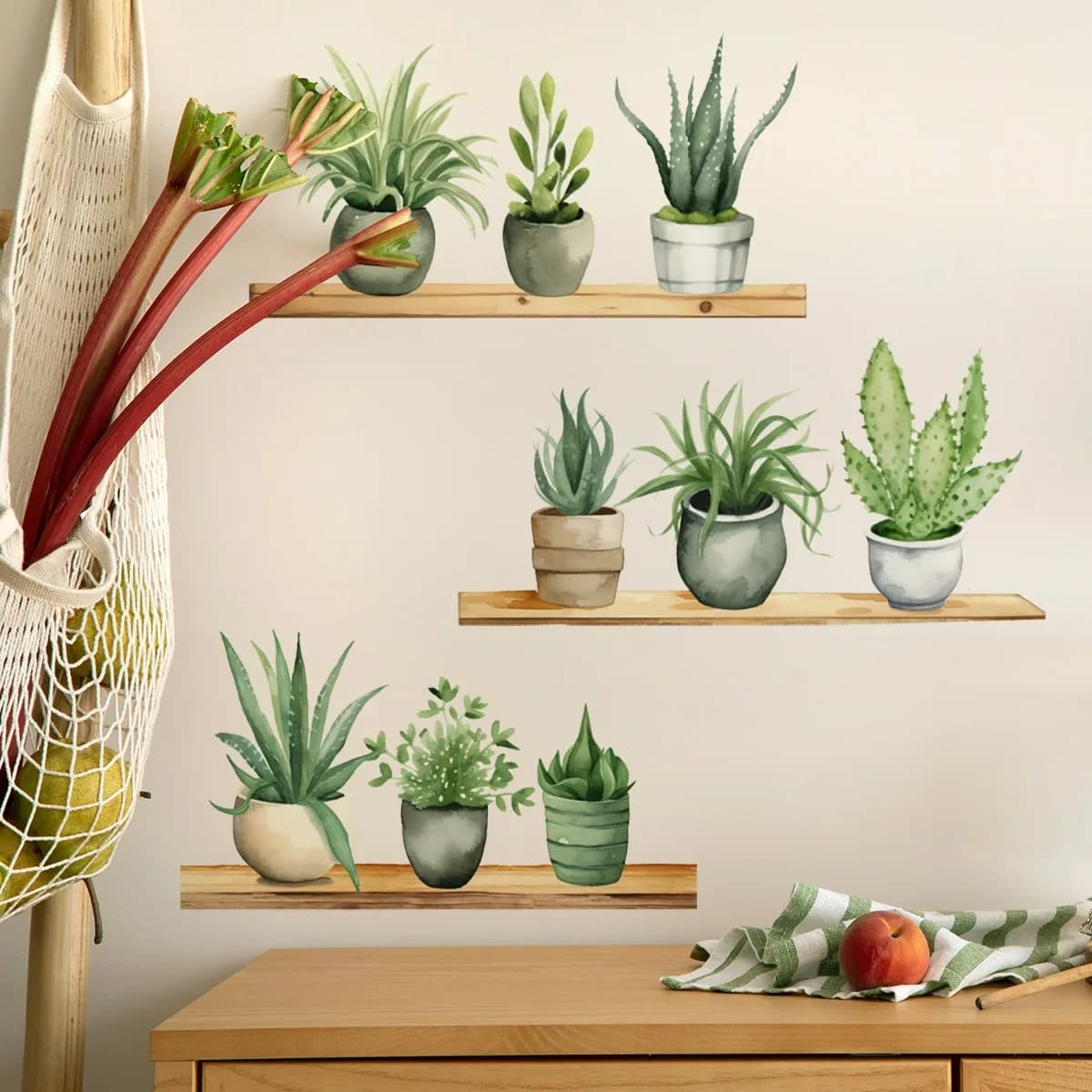 Creative Wall Stickers Potted Plant Decals Self-adhesive Removable Wall Mural DIY Wall Art Home Decoration Accessories