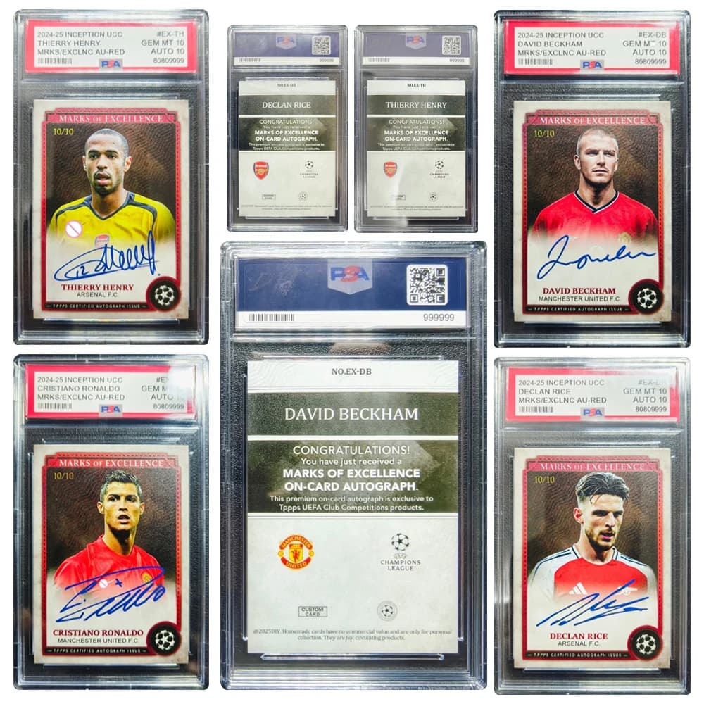Panini DIY Carte Collezionabili Classificate di Declan Rice, Thierry Henry, Beckham, Cristiano Ronaldo - Regalo per Ragazzi Appassionati di Calcio