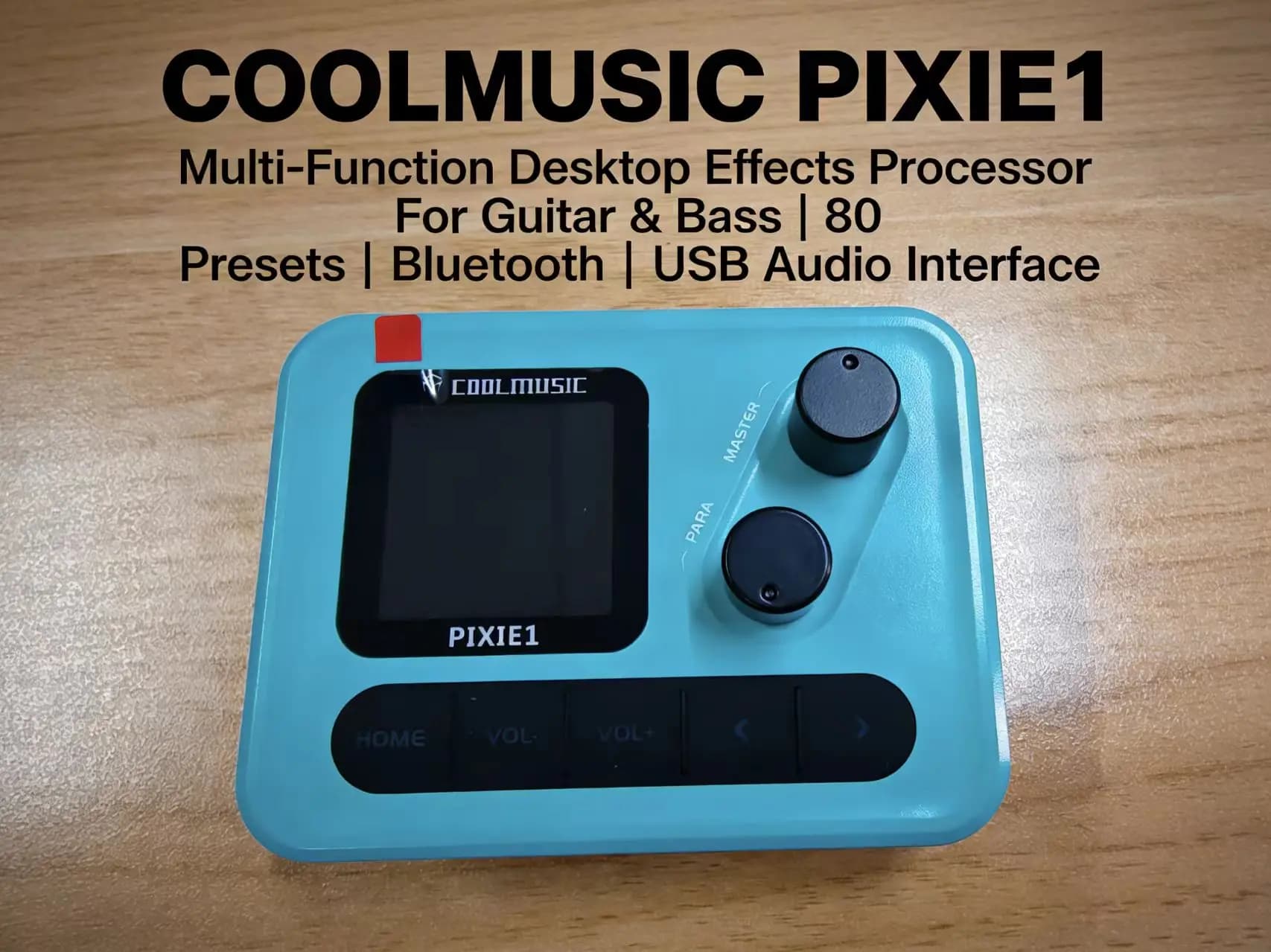 Pedale multi-effetto COOLMUSIC PIXIE1 per chitarra e basso, 80 preset, Bluetooth, interfaccia audio USB, batteria ricaricabile, processore di effetti desktop portatile