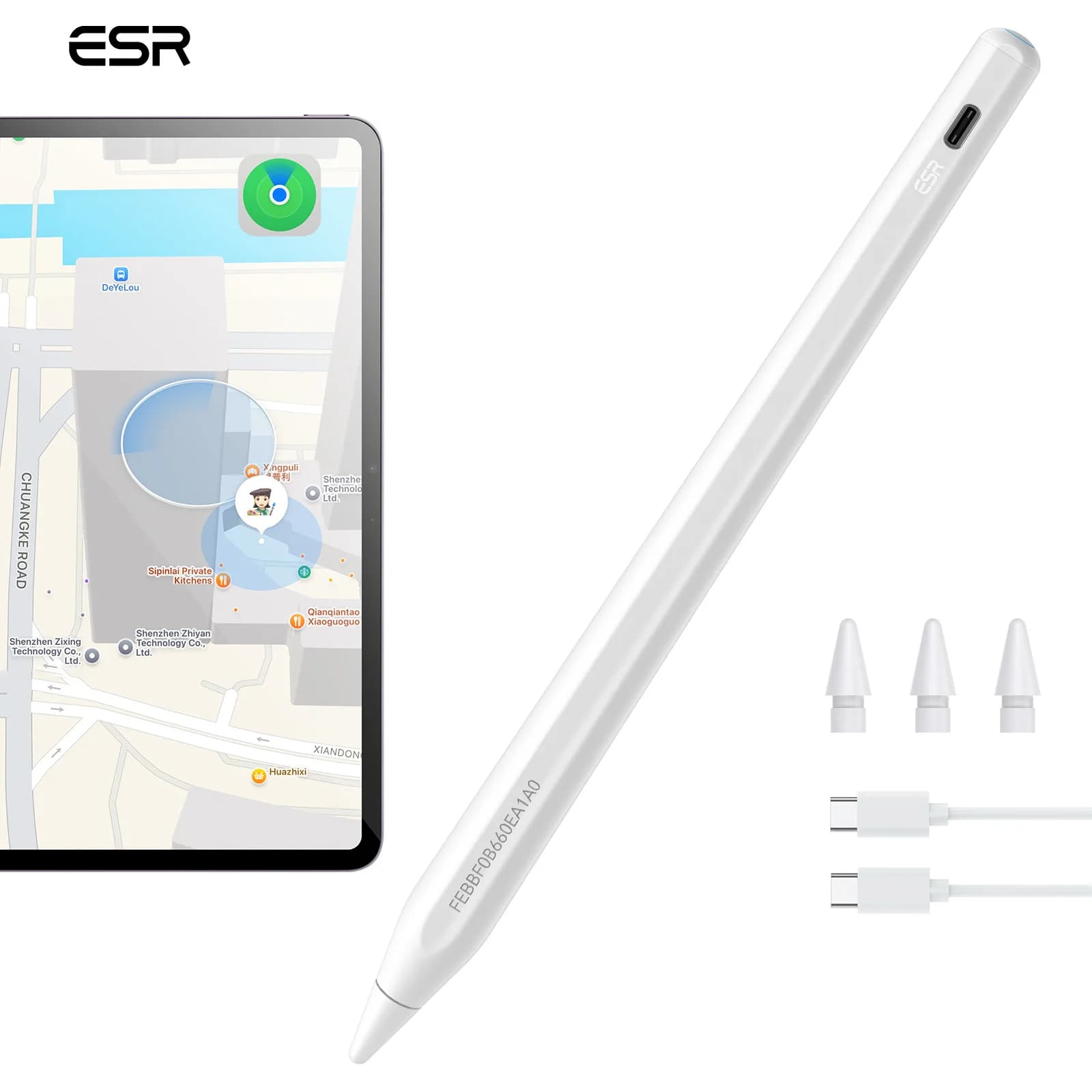 ESR Geo Digital iPad Pencil Findmy Tablet stilo per Apple iPad 2018-2025 per Apple iPad A16 e Air 13/11 e Pro 12.9/13/11 e Mini 7/6